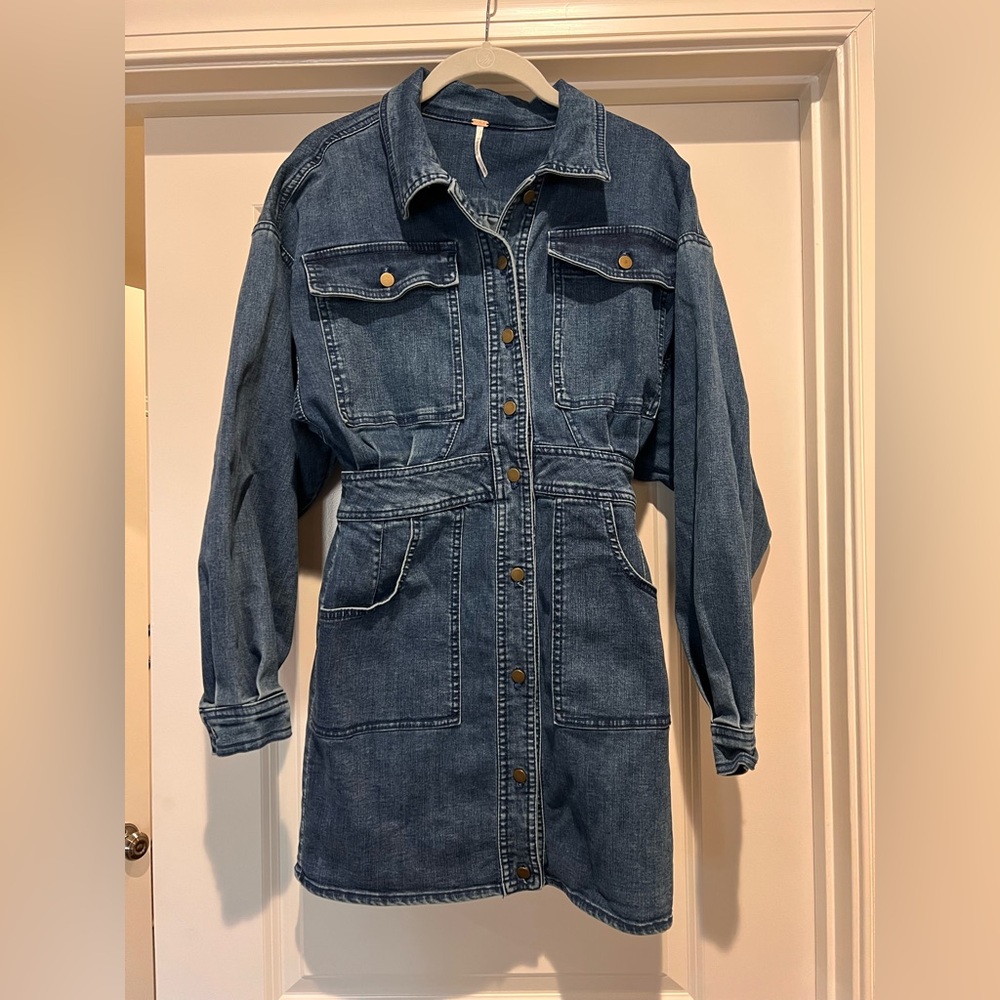 Free People Denim Utility Shirt Dress – XS